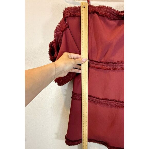 NWOT Finders Keepers Fig Burgundy Fall Visions Off Shoulders Mini Dress Medium - Picture 9 of 12